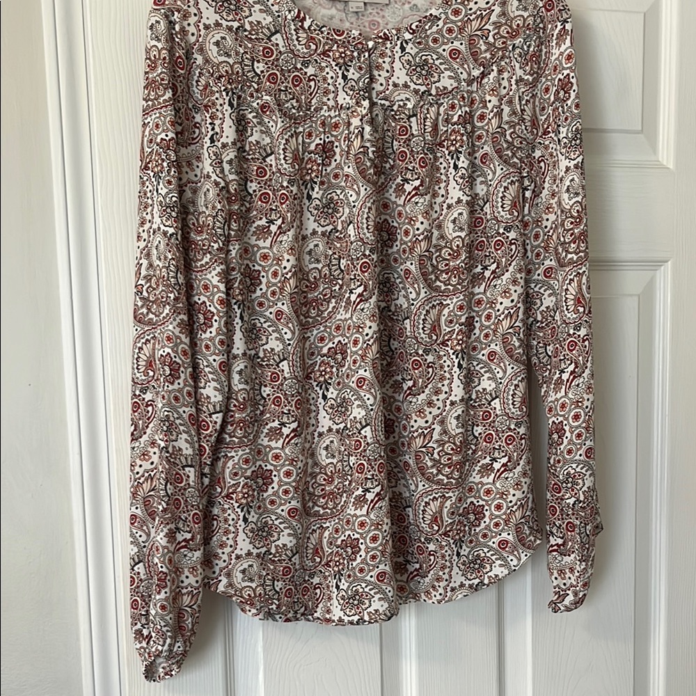 Women's Paisley Print Long Sleeve Top - Multicolor